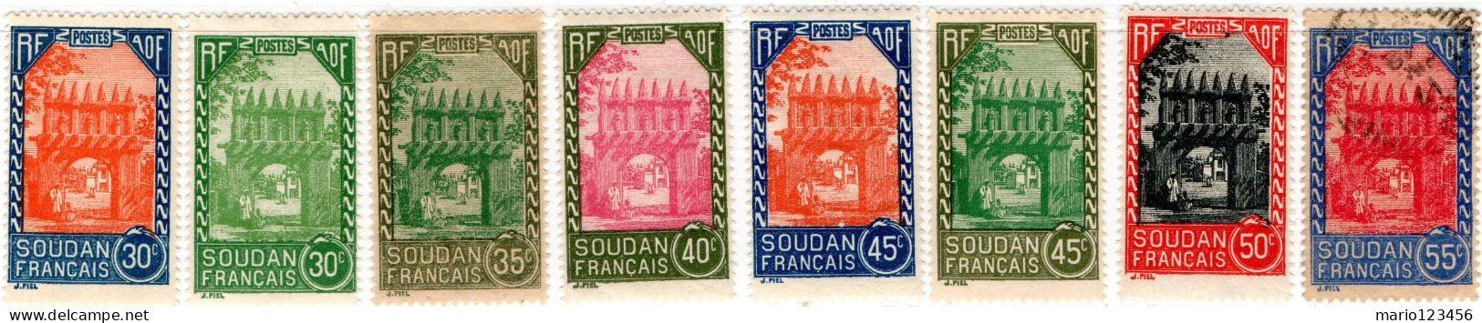 SUDAN FRANCESE, FRENCH SUDAN, MONUMENTI, 1931-1940, FRANCOBOLLI NUOVI (MLH*) E USATI Scott:FR-SU 70-77 - Usados