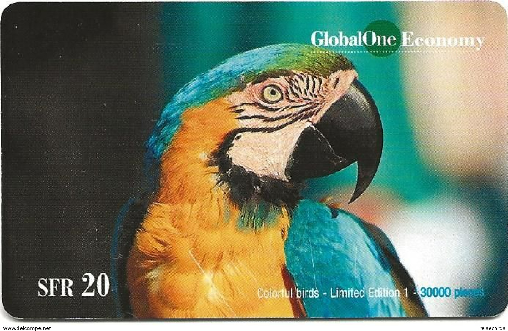 Switzerland: Prepaid GlobalOne - Colorful Birds 1. Parrot - Switzerland