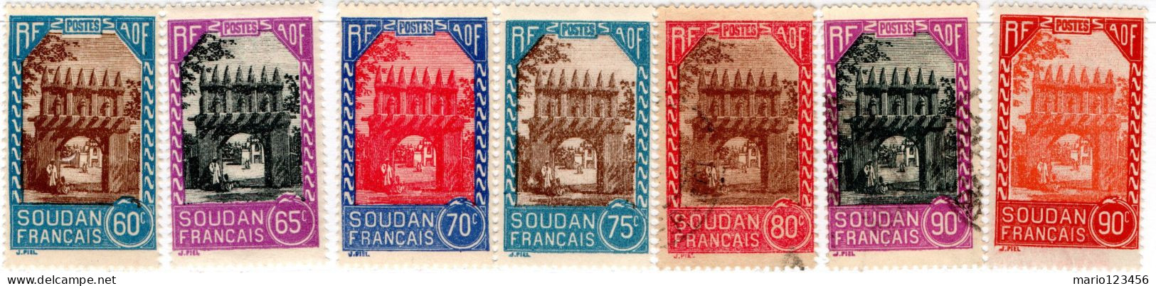 SUDAN FRANCESE, FRENCH SUDAN, MONUMENTI, 1931-1940, FRANCOBOLLI NUOVI (MLH*) E USATI Scott:FR-SU 78-84 - Usados