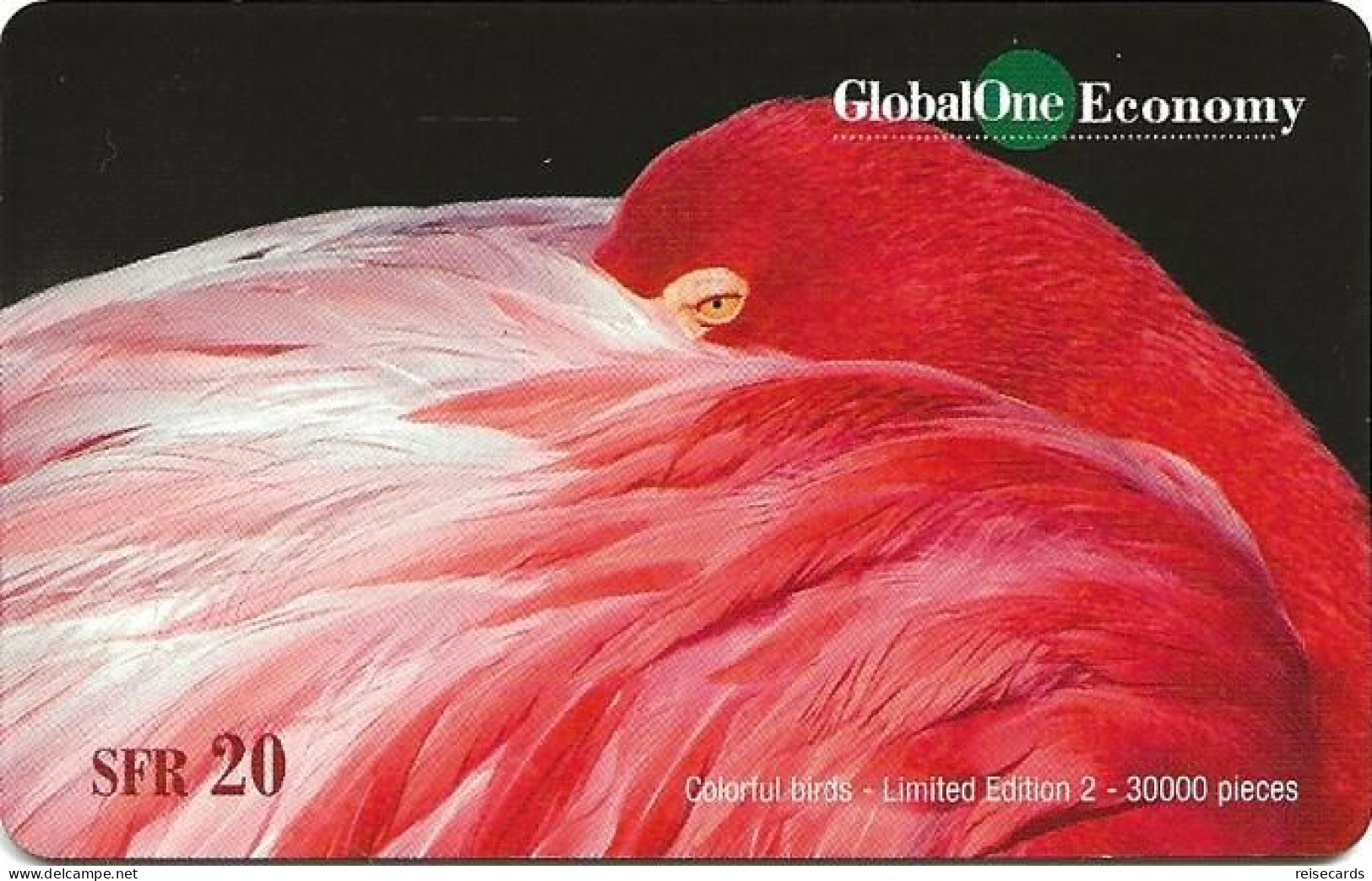 Switzerland: Prepaid GlobalOne - Colorful Birds 2. Flamingo - Switzerland