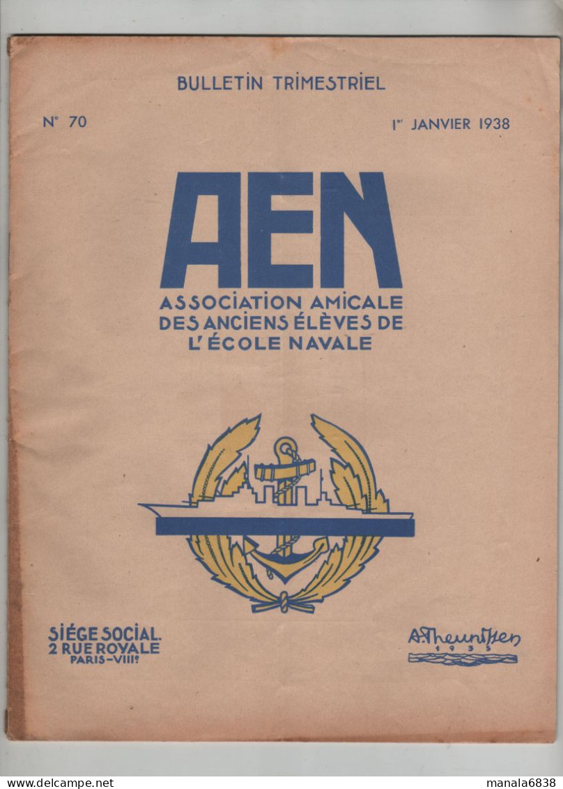 AEN Association Amicale Ecole Navale Theunissen 1938 Bulletin - French