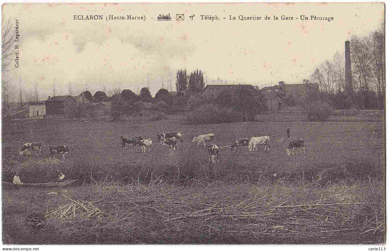 52 - B32740CPA - ECLARON - Le Quartier De La Gare, Un Paturage - Très Bon état - HAUTE-MARNE - Eclaron Braucourt Sainte Liviere