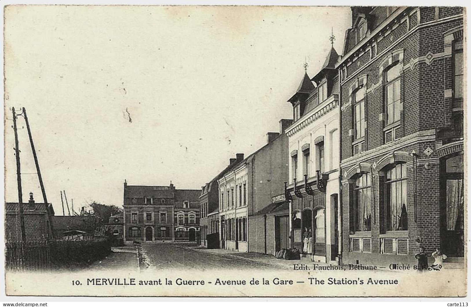 59 - B30145CPA - MERVILLE - Avenue De La Gare - AVANT LA GUERRE - Parfait état - NORD - Merville