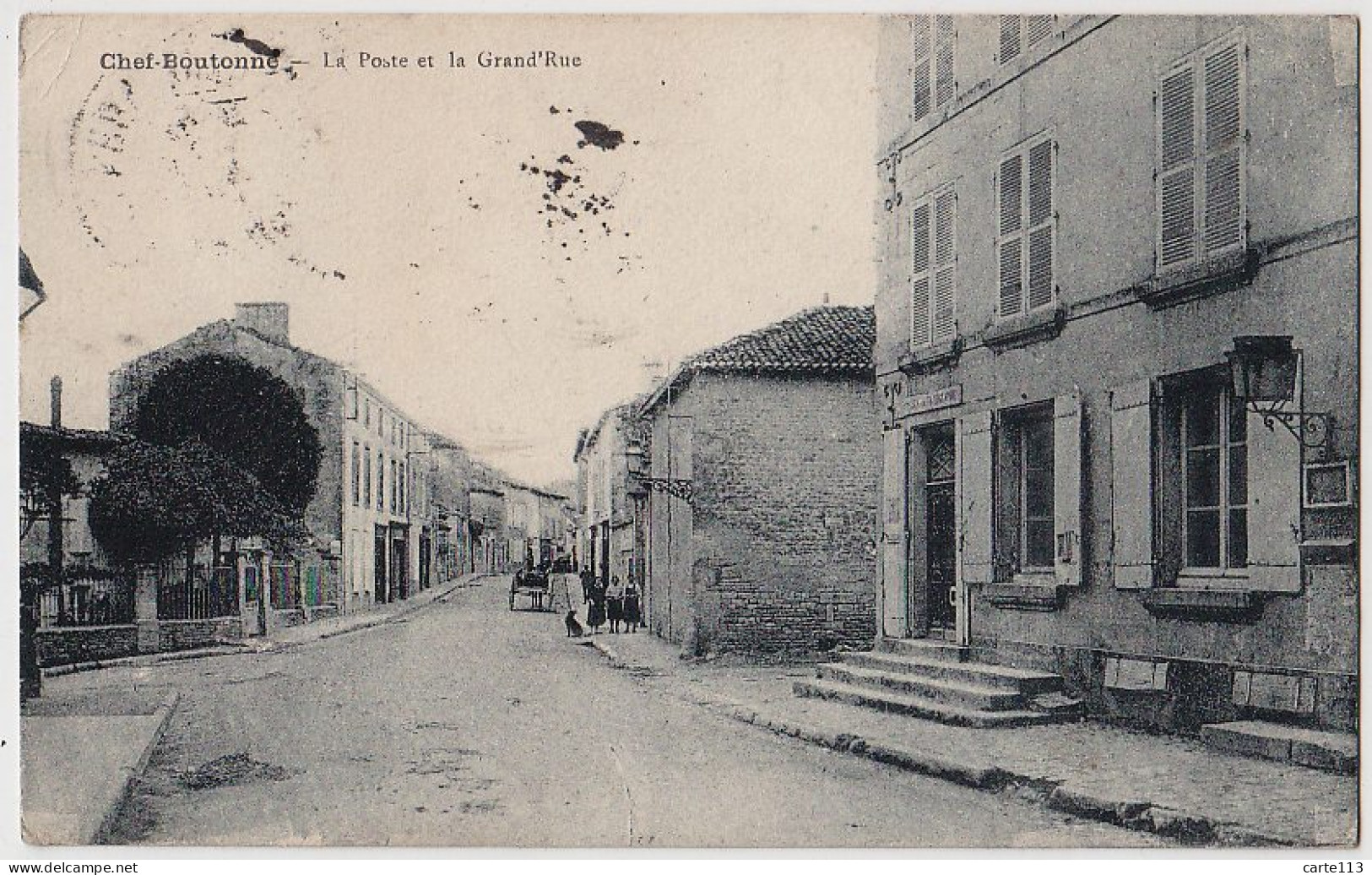 79 - B18010CPA - CHEF BOUTONNE - La Poste Et La Grand Rue - Très Bon état - DEUX-SEVRES - Chef Boutonne