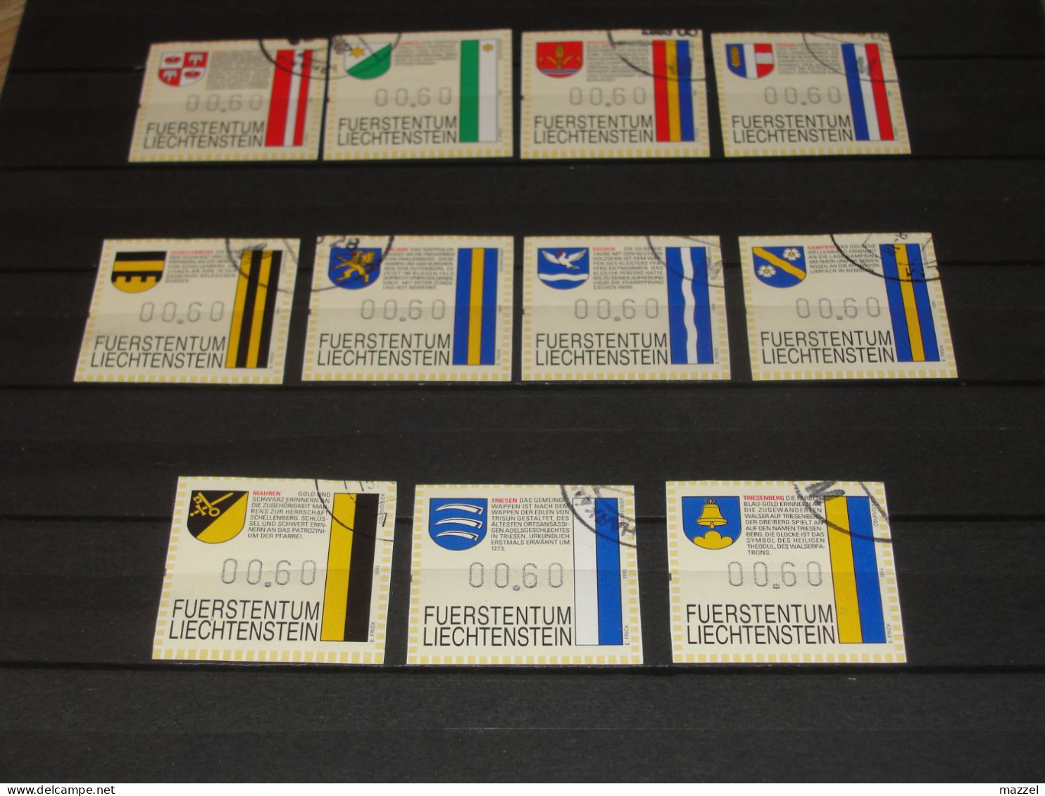 LIECHTENSTEIN   SERIE 1-11  AUTOMAATZEGELS  GEBRUIKT (USED) - Machine Labels [ATM]