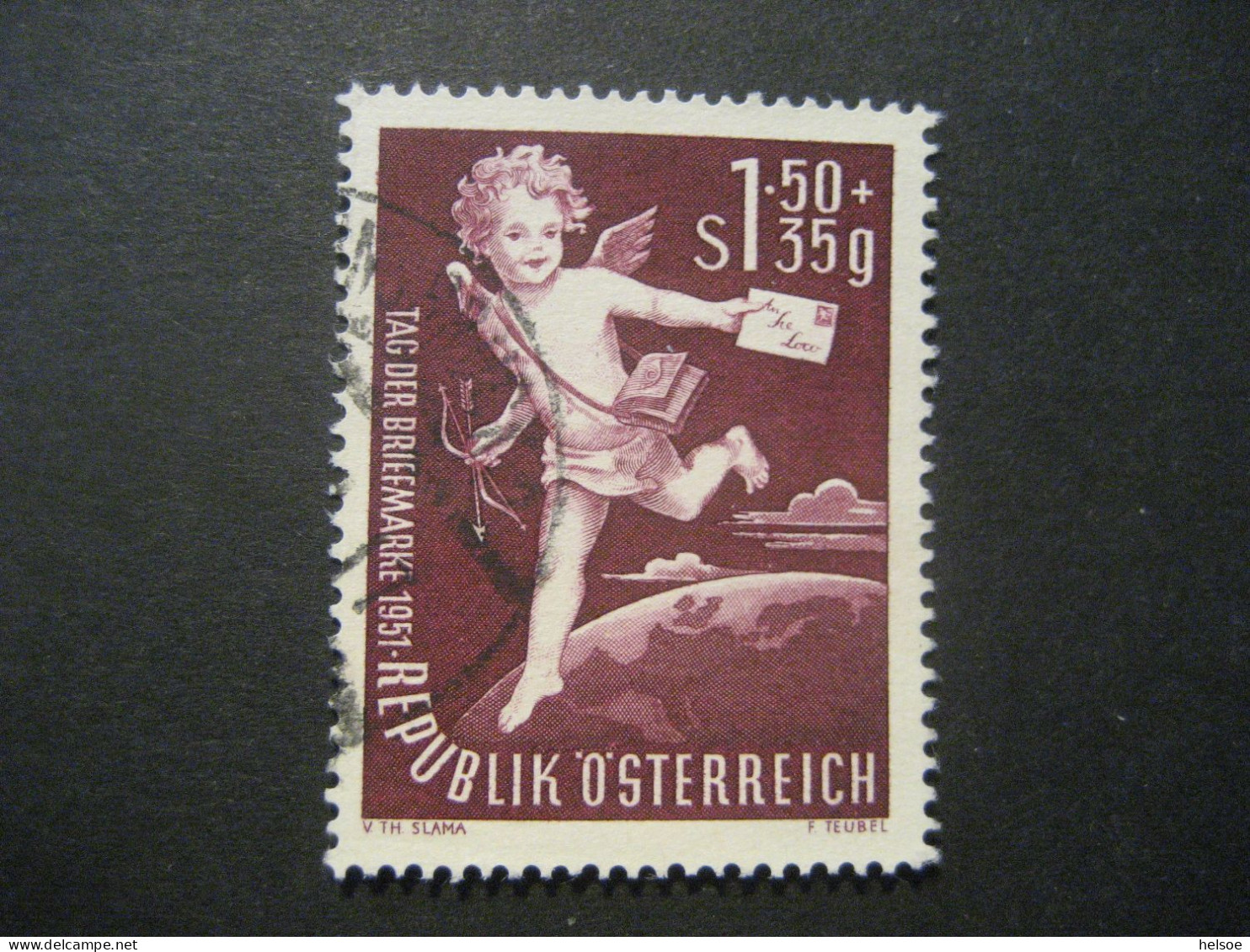 Österreich 1952- Tag Der Briefmarke Mit Plattenfehler Loch In Pfeilspitze, Mi. 972 II Gebraucht - Plaatfouten & Curiosa