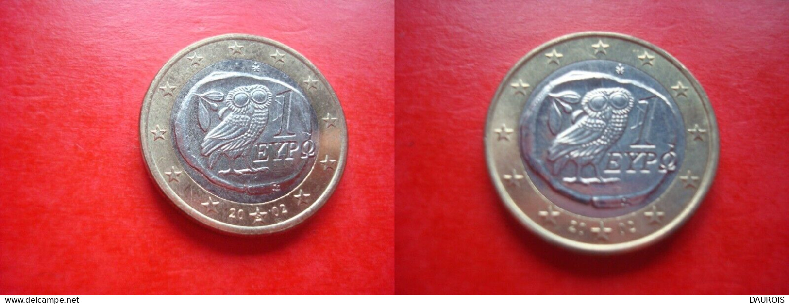 Rare ! Ces 2 1 € Grèce 2002 Une Frappée D'un S-l'AUTRE MOINS DE GRAINS(CARTE) - Griechenland