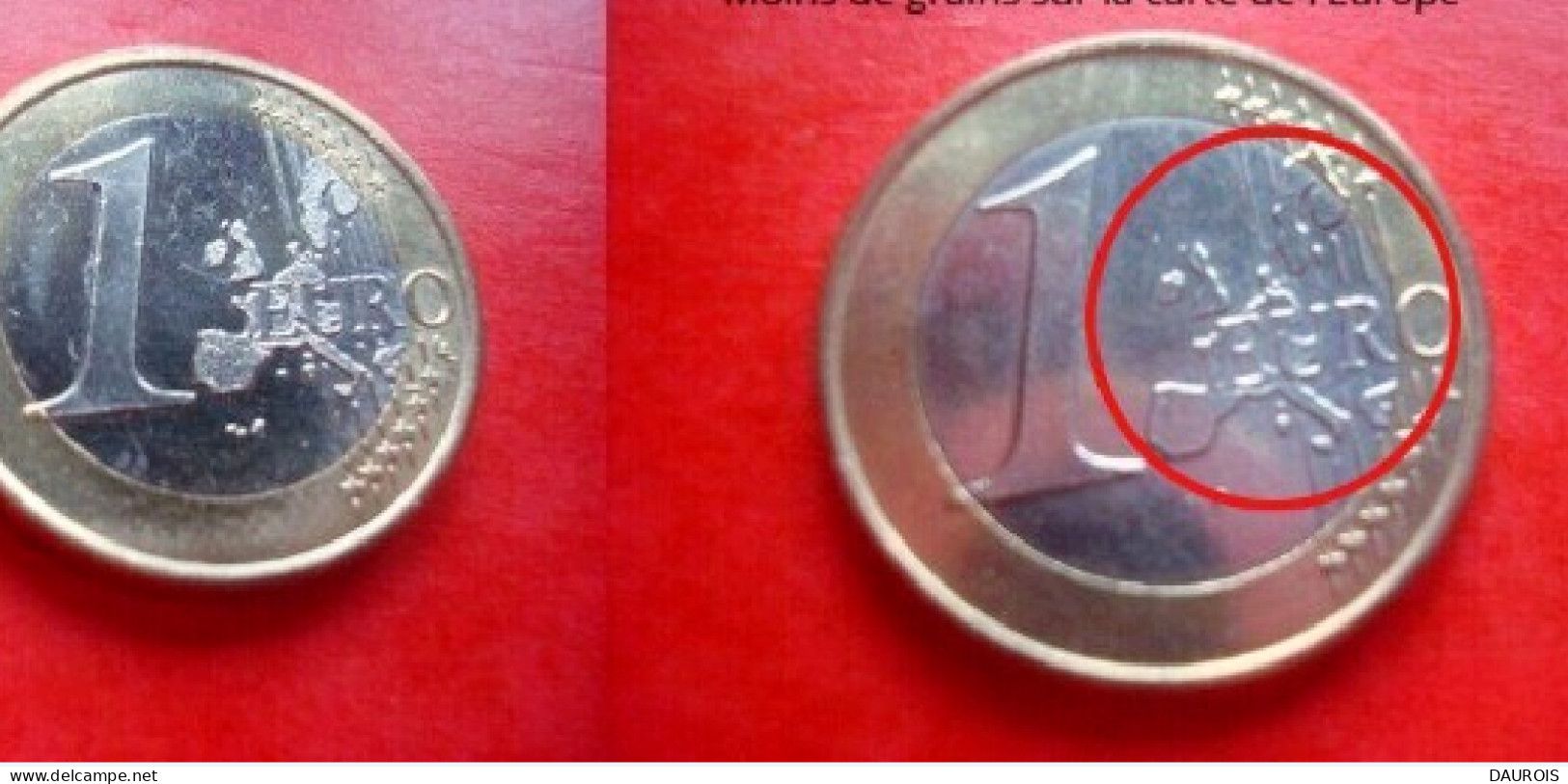 Rare ! Ces 2 1 € Grèce 2002 Une Frappée D'un S-l'AUTRE MOINS DE GRAINS(CARTE) - Grecia