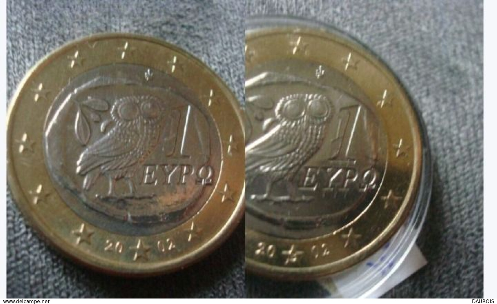 Rare ! Ces 2 1 € Grèce 2002 une frappée d'un S-l'AUTRE MOINS DE GRAINS(CARTE)