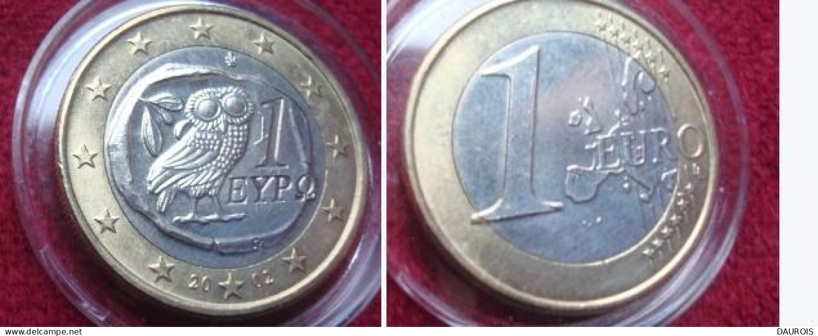 Rare ! Ces 2 1 € Grèce 2002 une frappée d'un S-l'AUTRE MOINS DE GRAINS(CARTE)