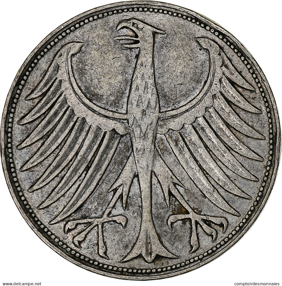 République Fédérale Allemande, 5 Mark, 1951, Hamburg, Argent, TB+, KM:112.1 - 5 Marcos