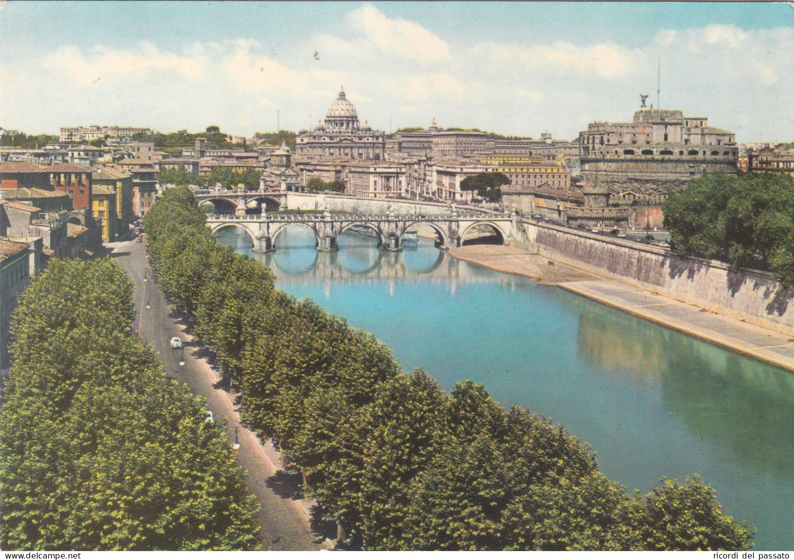 Cartolina Roma - Castel Sant'angelo E S.pietro Dal Lungo Tevere - Castel Sant'Angelo