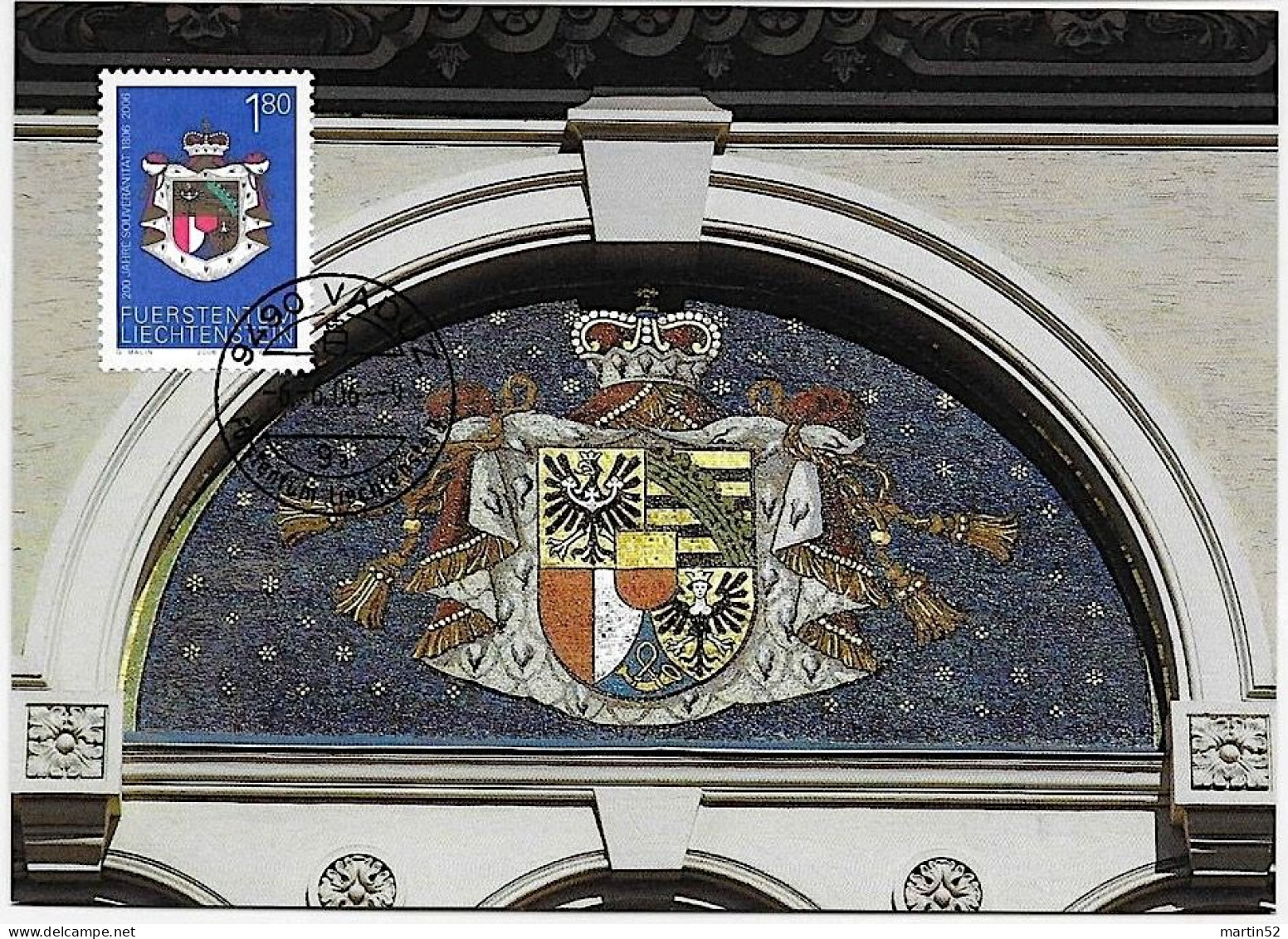 Liechtenstein 2006: Regierungs-Palast (Haupt-Portal) Zu 1353 Mi 1410 Yv 1351 Auf MK N° 256-4 Mit ET-⊙ VADUZ 6.6.06 - Enveloppes