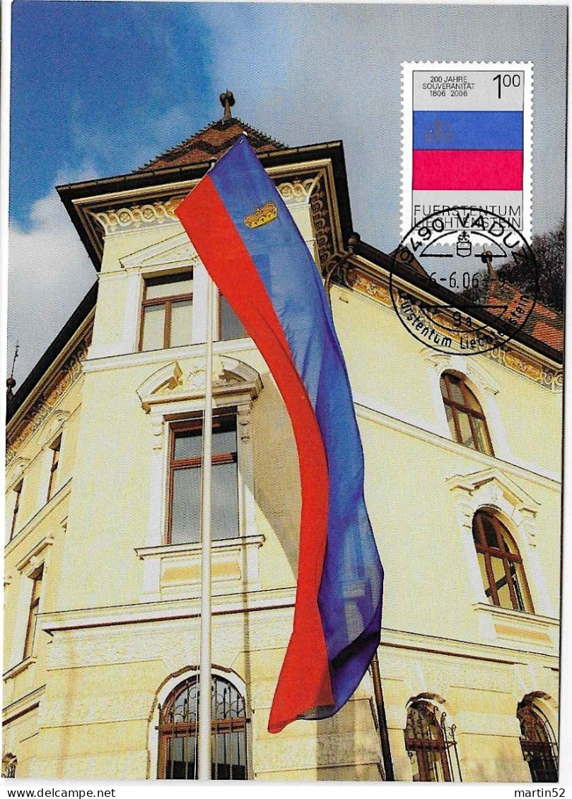 Liechtenstein 2006: Regierungs-Palast & Landes-Fahne Zu 1351 Mi 1408 Yv 1349 Auf MK N° 256-2 Mit ET-⊙ VADUZ 6.6.06 - Buste