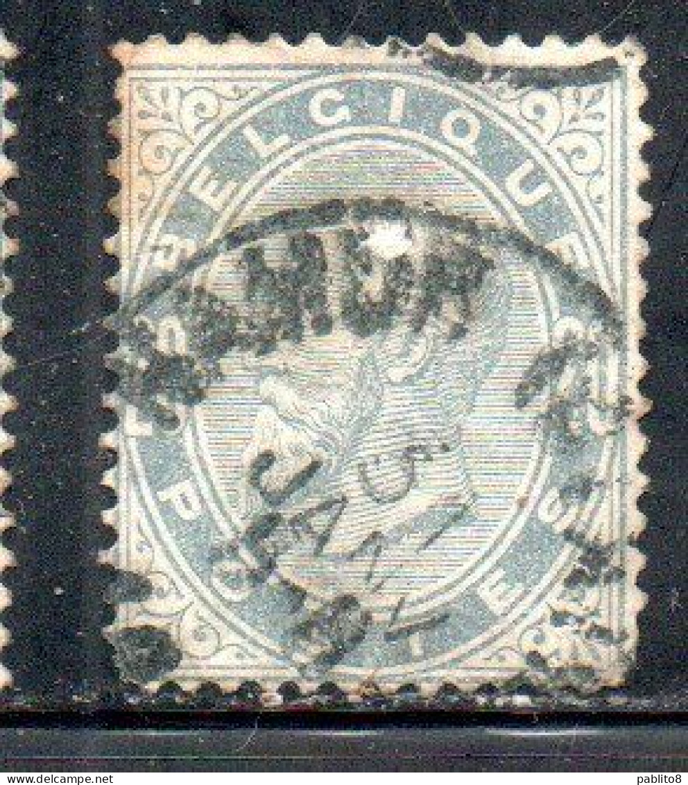 BELGIQUE BELGIE BELGIO BELGIUM 1883 KING ROI LEOPOLD II 20c USED OBLITERE' USATO - 1883 Leopold II