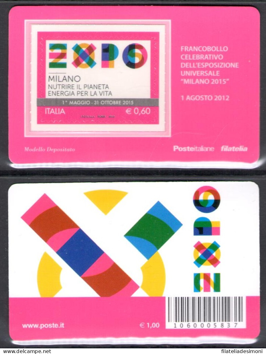 2012 Italia - Repubblica, Tessere Filateliche, Expo Milano 2015 - Filatelistische Kaarten