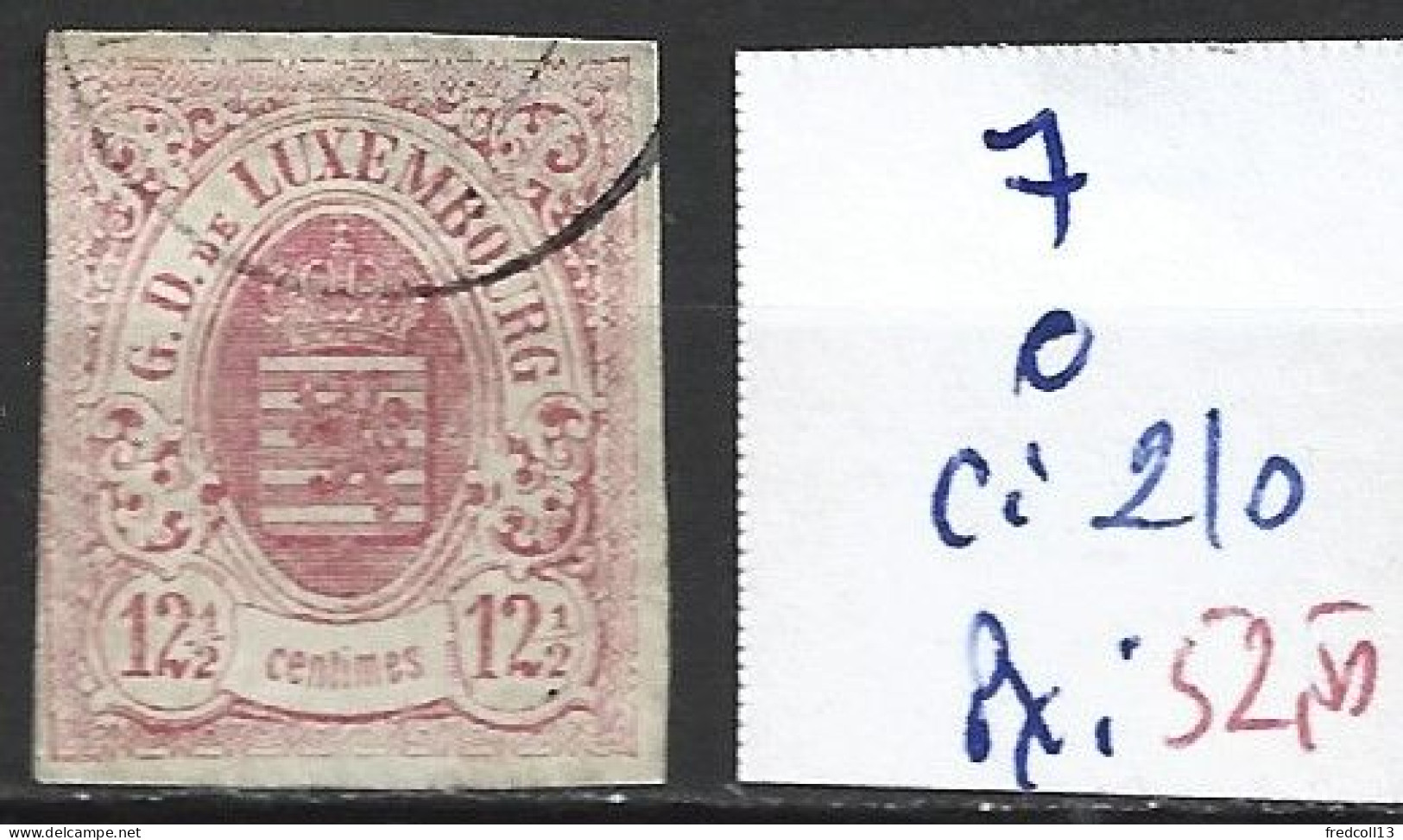 LUXEMBOURG 7 Oblitéré Côte 210 € - 1859-1880 Wappen & Heraldik