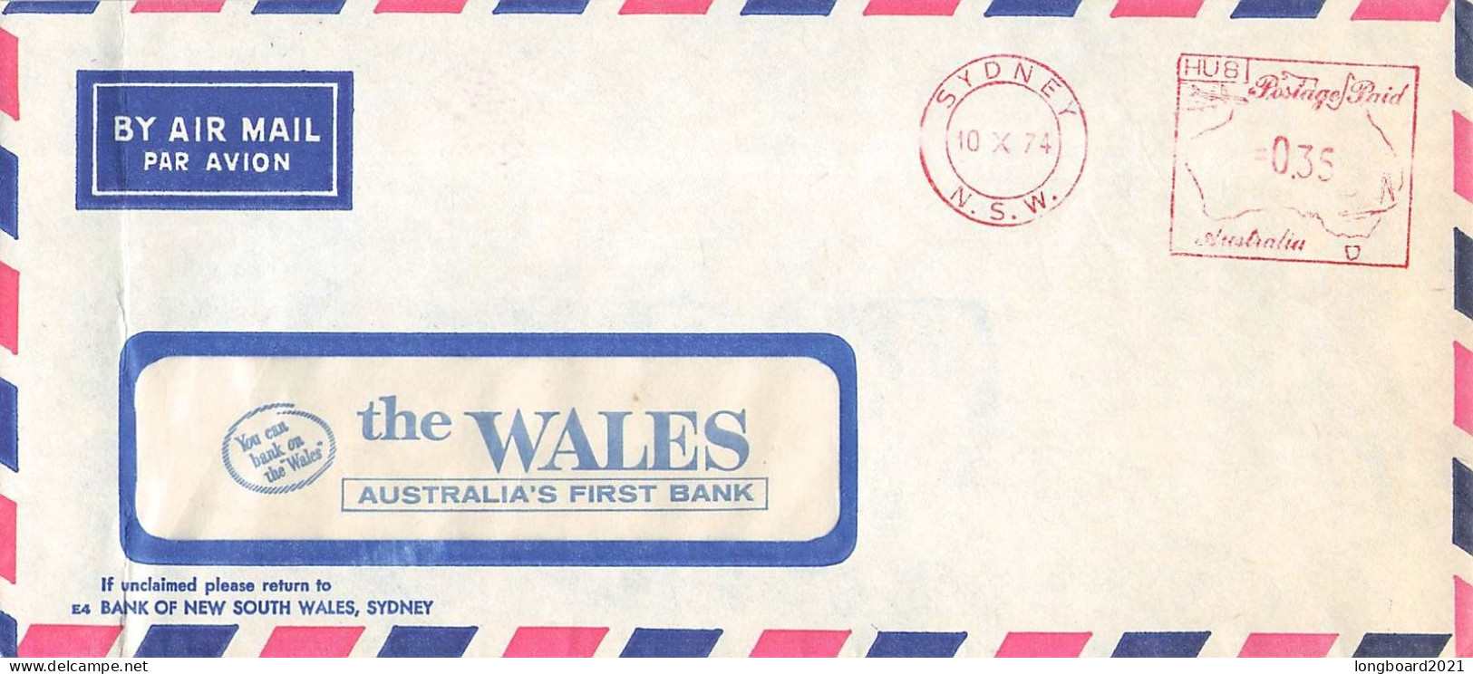 AUSTRALIA - AIRMAIL 1974 SYDNEY - METER / 5141 - Marcofilia