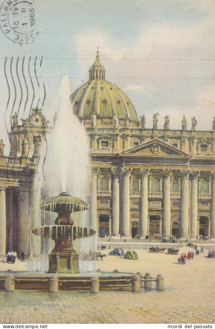 Cartolina Roma - Fontana Di Piazza S.pietro - San Pietro