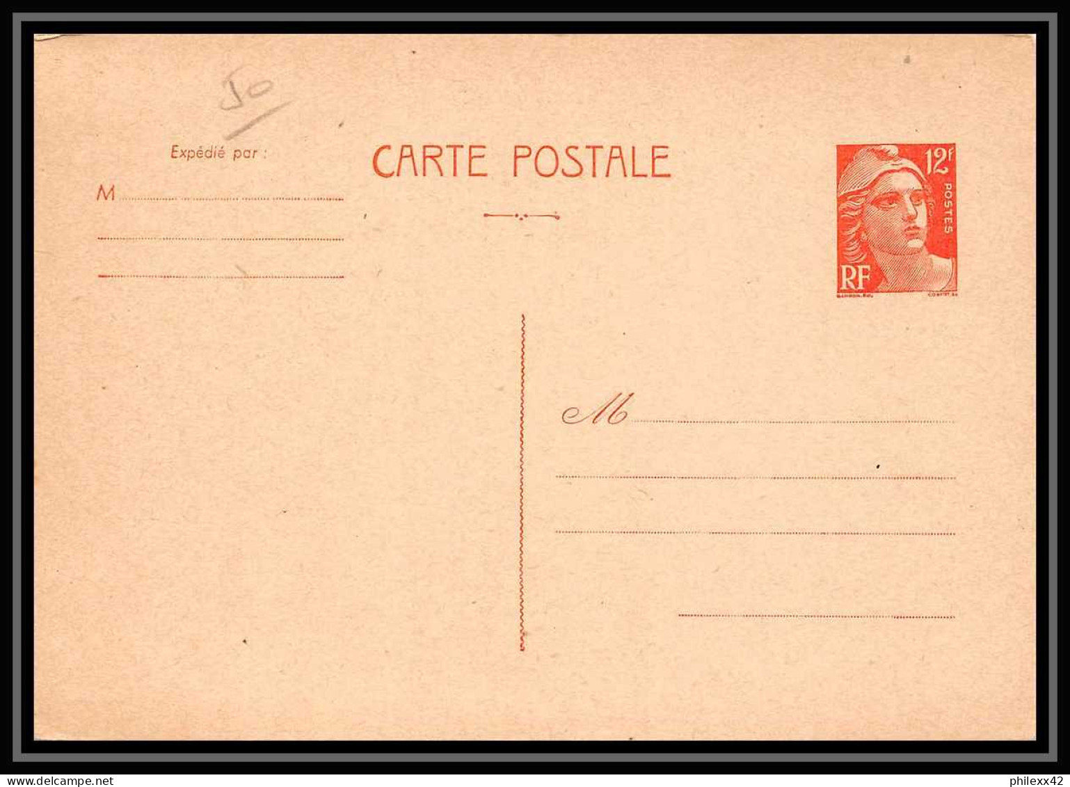 1220 France Entier Postal Stationery Carte Postale Gandon 12f Orange Neufs 5 Entiers Dont Repiquage Fuca - Konvolute: Ganzsachen & PAP