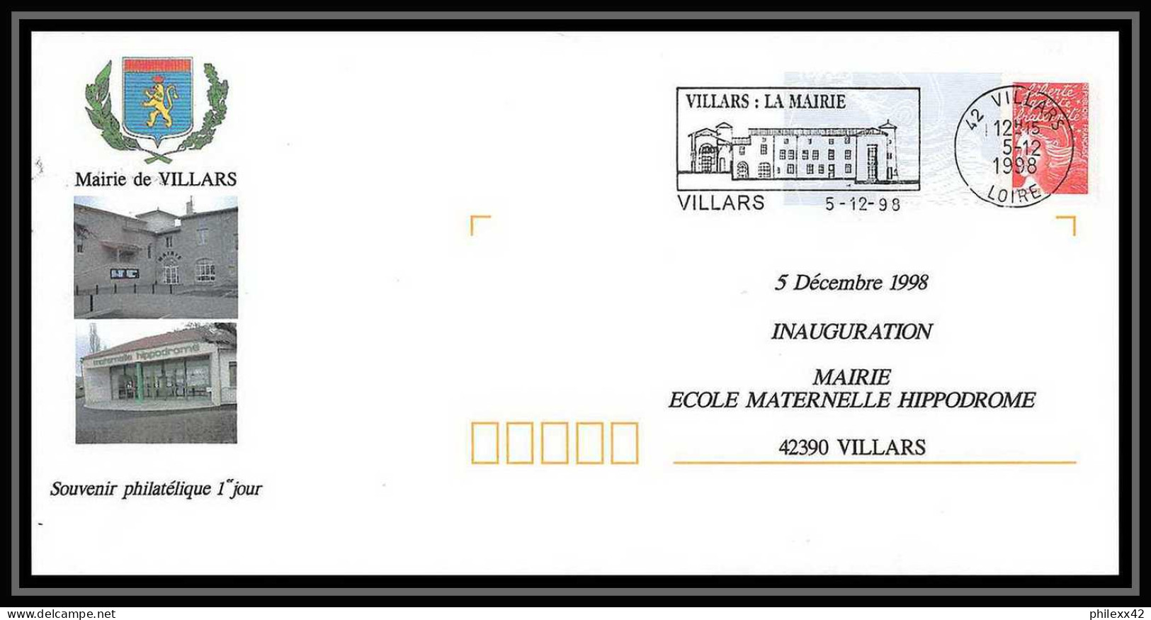 1310 France Entier Postal Stationery Prêt-à-Poster Repiquage Marianne Du 14 Juillet Mairie De Villars Loire - PAP: TSC En Semi-officiële Bijwerking