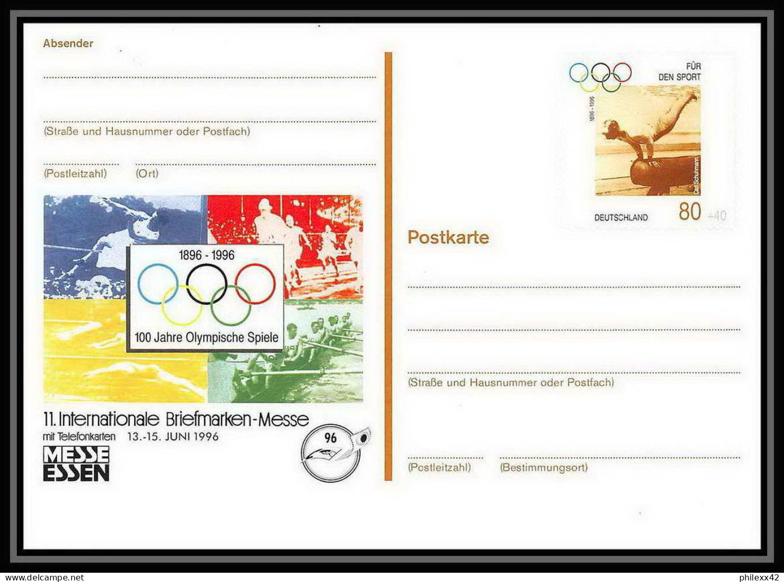 2171/ Allemagne (germany) Entier Stationery Carte Postale (postcard) 196 Jeux Olympiques (olympic Games) Atlanta - Covers - Mint