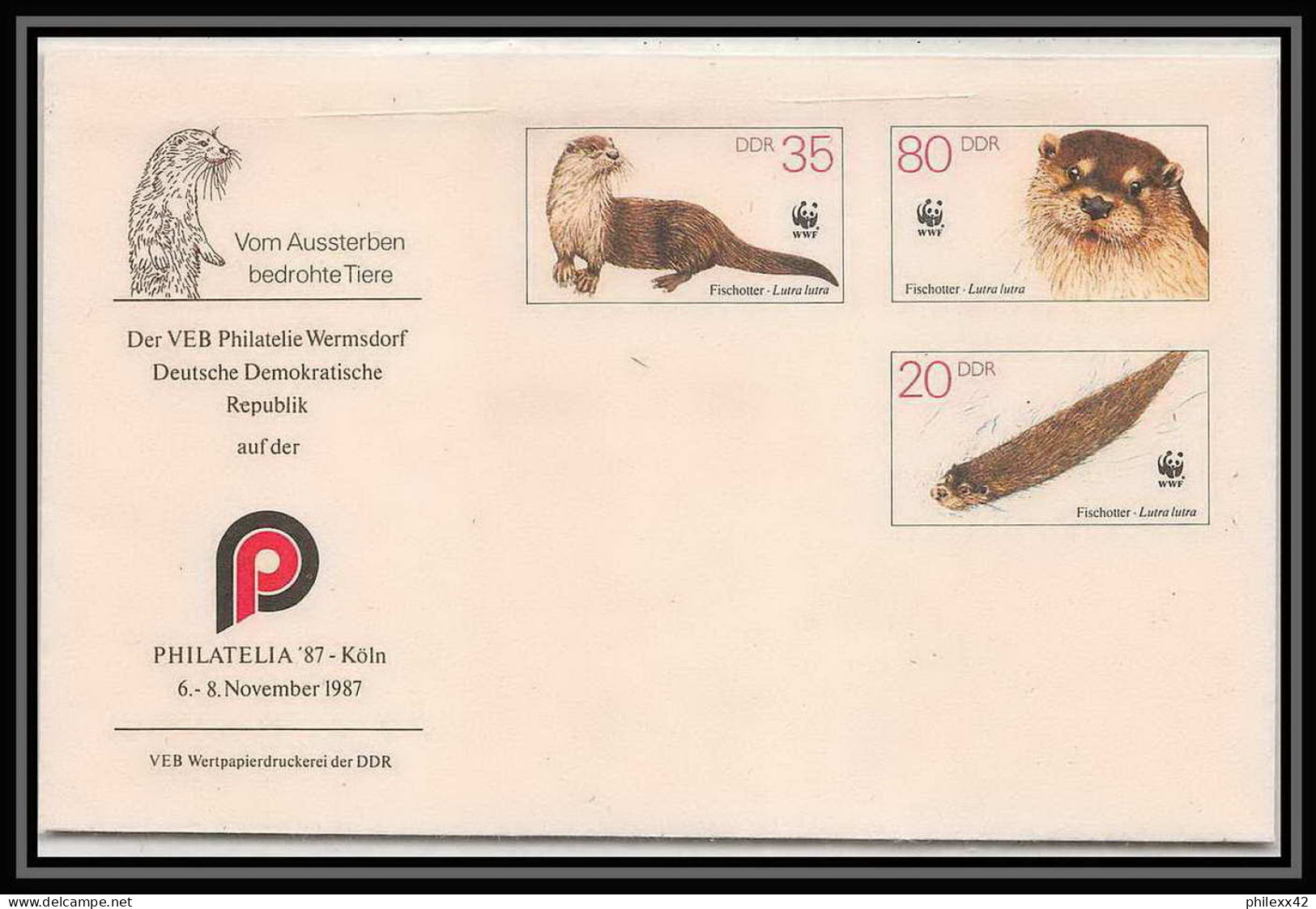 2167/ Allemagne (germany DDR) Lot De 3 Entiers Stationery Enveloppe (cover) Wwwf Animaux Animals 1987 - Briefomslagen - Ongebruikt