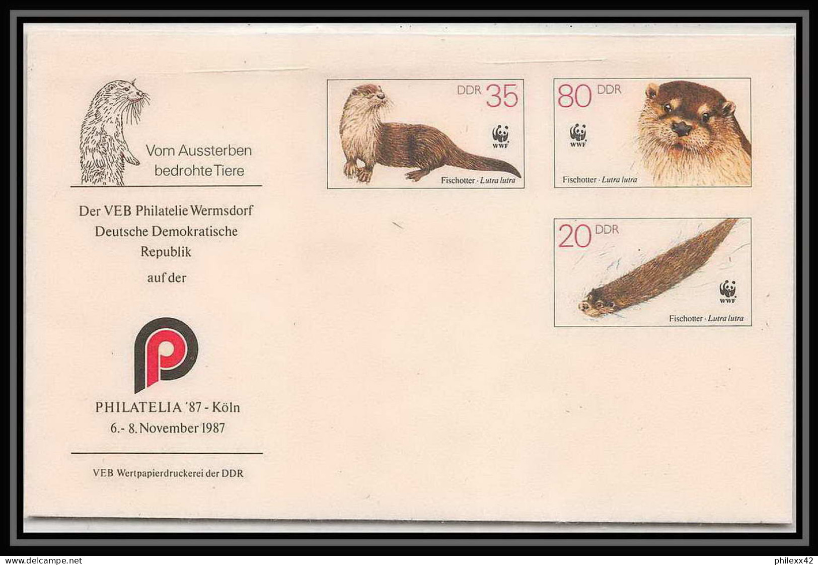 2167/ Allemagne (germany DDR) Lot De 3 Entiers Stationery Enveloppe (cover) Wwwf Animaux Animals 1987 - Enveloppes - Neuves