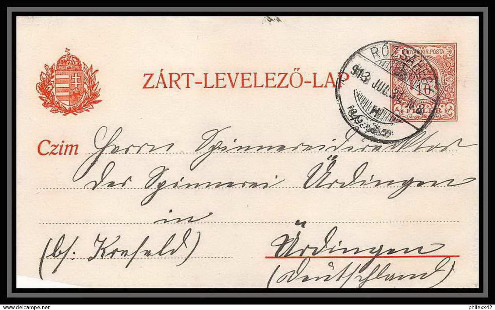 2297/ Hongrie (Hungary) Entier Stationery Carte Lettre Letter Card Rozsahegy 1913 - Postal Stationery