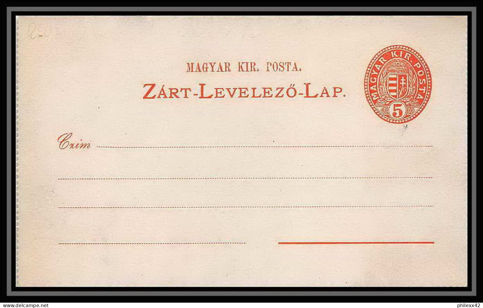 2299/ Hongrie (Hungary) Entier Stationery Carte Lettre Letter Card N°6 5kr Orange  - Enteros Postales