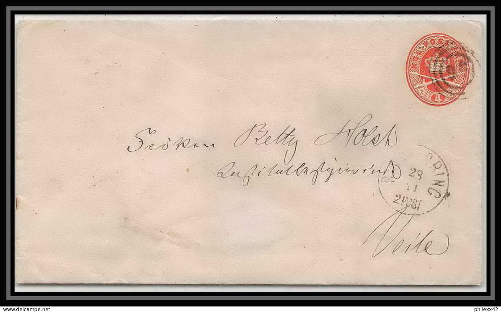 2322/ Danemark Denmark Entier Stationery Enveloppe (cover)  +/- 1890 - Interi Postali