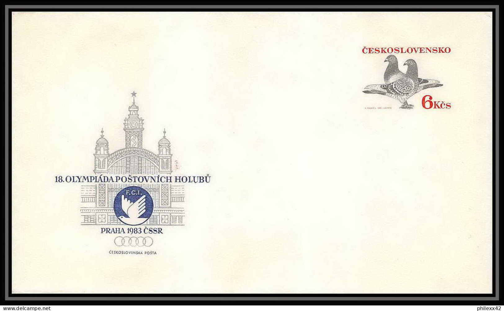 2382 Tchécoslovaquie Czechoslovakia Entier Stationery Enveloppe 1983 Olympiad Racing Carrier-pigeons 1983 Prague Neuf  - Omslagen