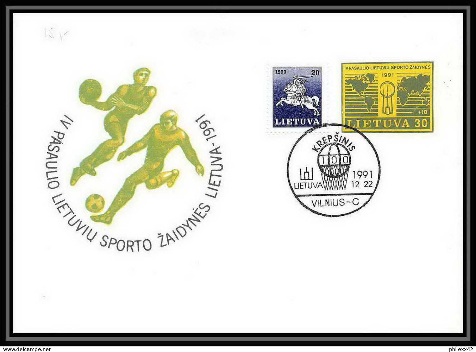 2501/ Lituanie Lietuva Entier Stationery Enveloppe (cover) 1991 SPORTO ZAIDYNES - Lettonie