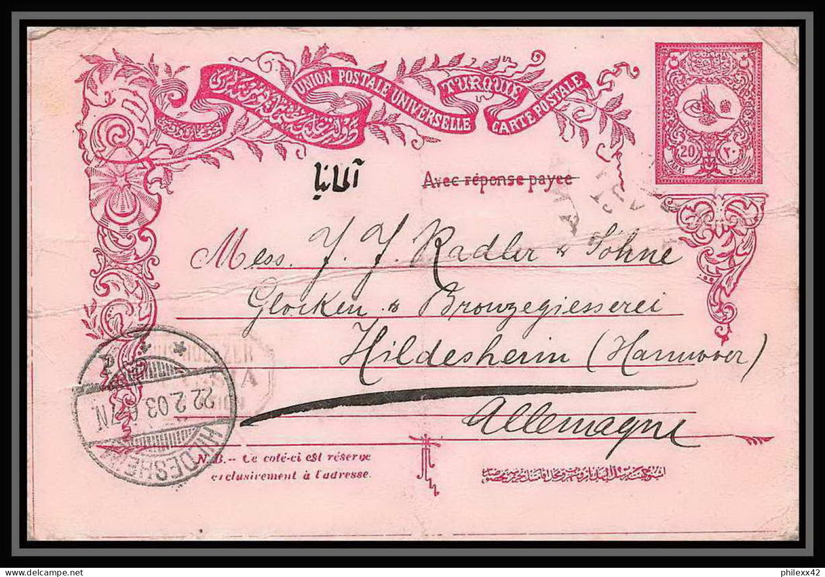 2587/ Turquie (Turkey) Entier Stationery Carte Postale (postcard) N°11 1903 Allemagne (germany) - 1837-1914 Smyrne