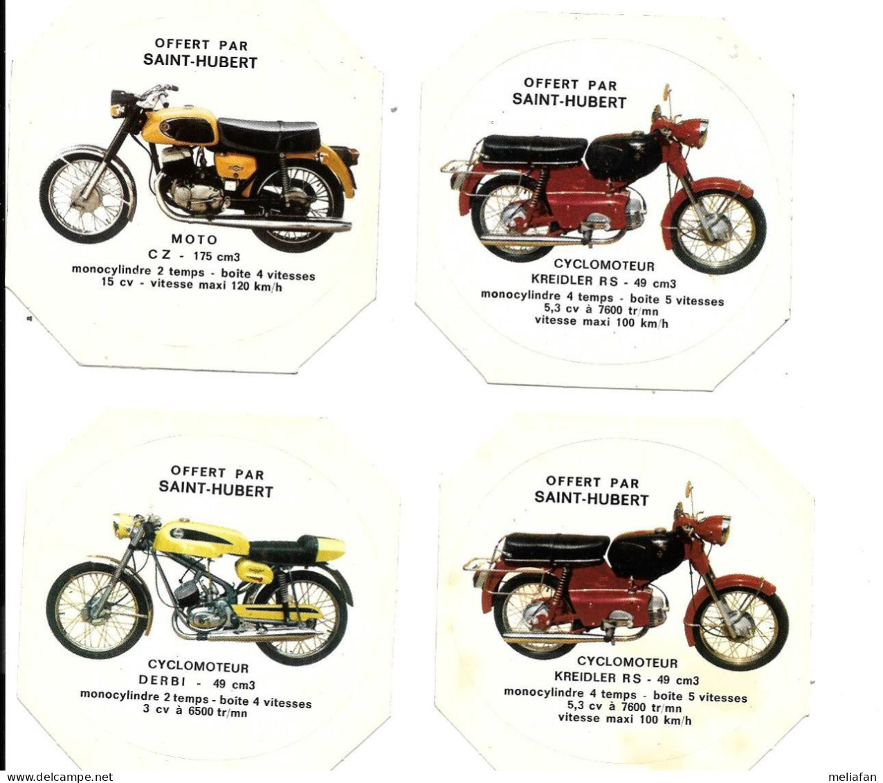 CS12 - IMAGES AUTOCOLLANTES SAINT HUBERT - MOTOS - KREIDLER - CZ - DERBI - Motor Bikes