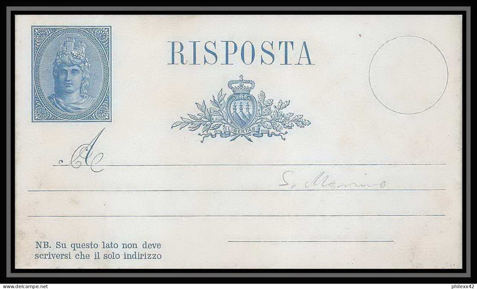 2709/ San Marino San Marin Entier Stationery Carte Postale (postcard) N°1 Neuf - Enteros Postales
