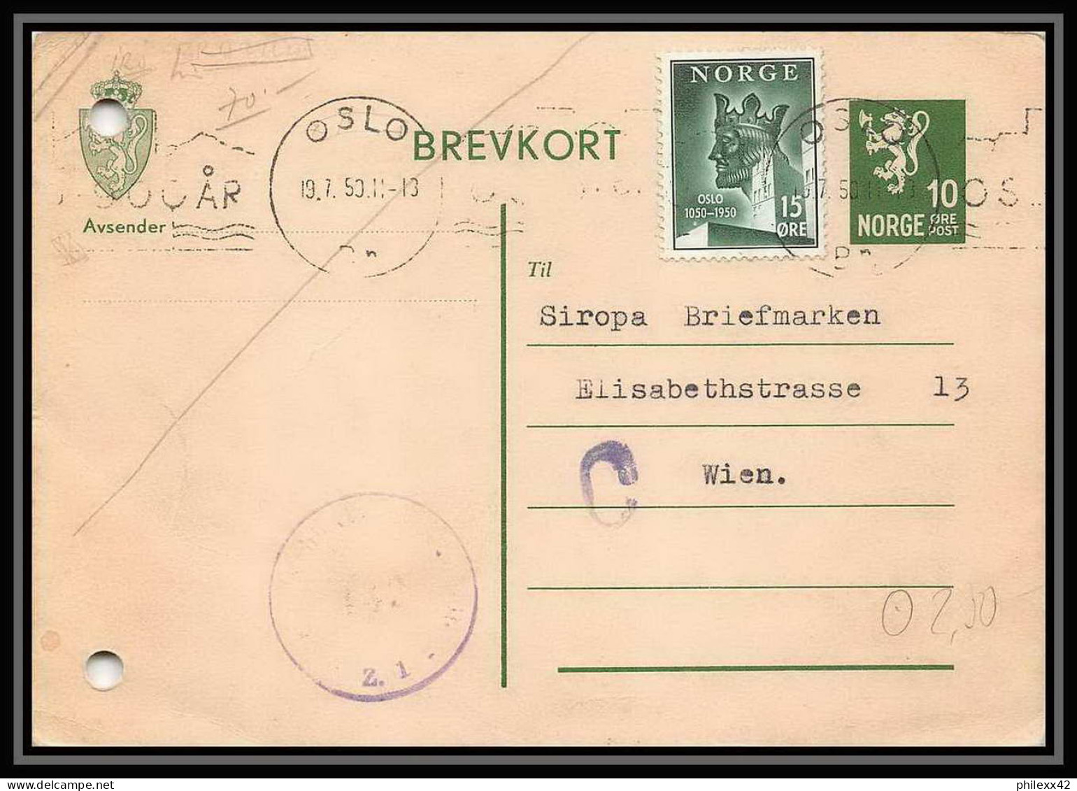 2762/ Norvège (Norway) Entier Stationery Carte Postale (postcard) N°89 - Interi Postali