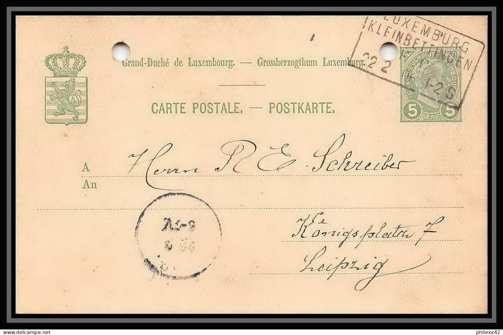 2965/ Luxembourg (luxemburg) Entier Stationery Carte Postale N°53 Pour Leipzig Allemagne (germany) 1903  - Entiers Postaux