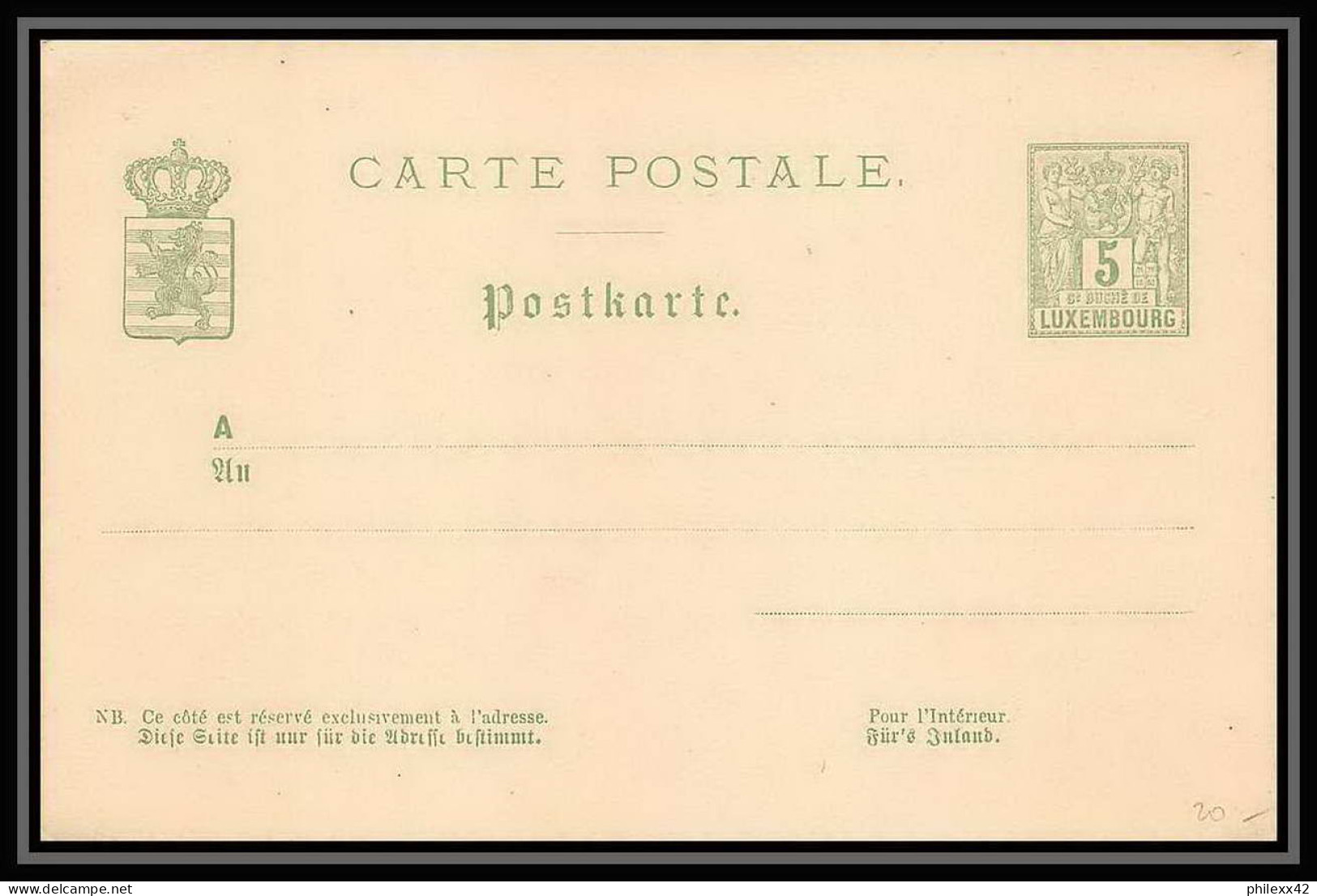 2977/ Luxembourg (luxemburg) Entier Stationery Carte Postale (postcard) N°49 Neuf - Postwaardestukken