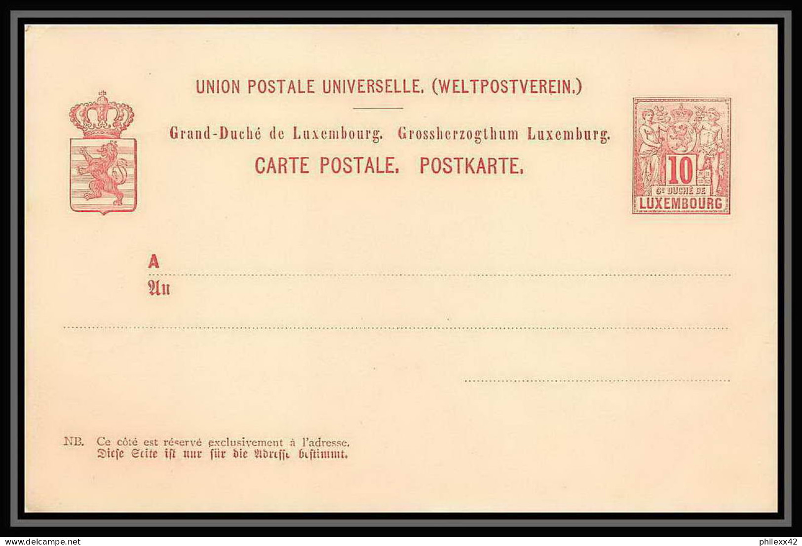 2989/ Luxembourg (luxemburg) Entier Stationery Carte Postale (postcard) N°44 Neuf Tb - Postwaardestukken