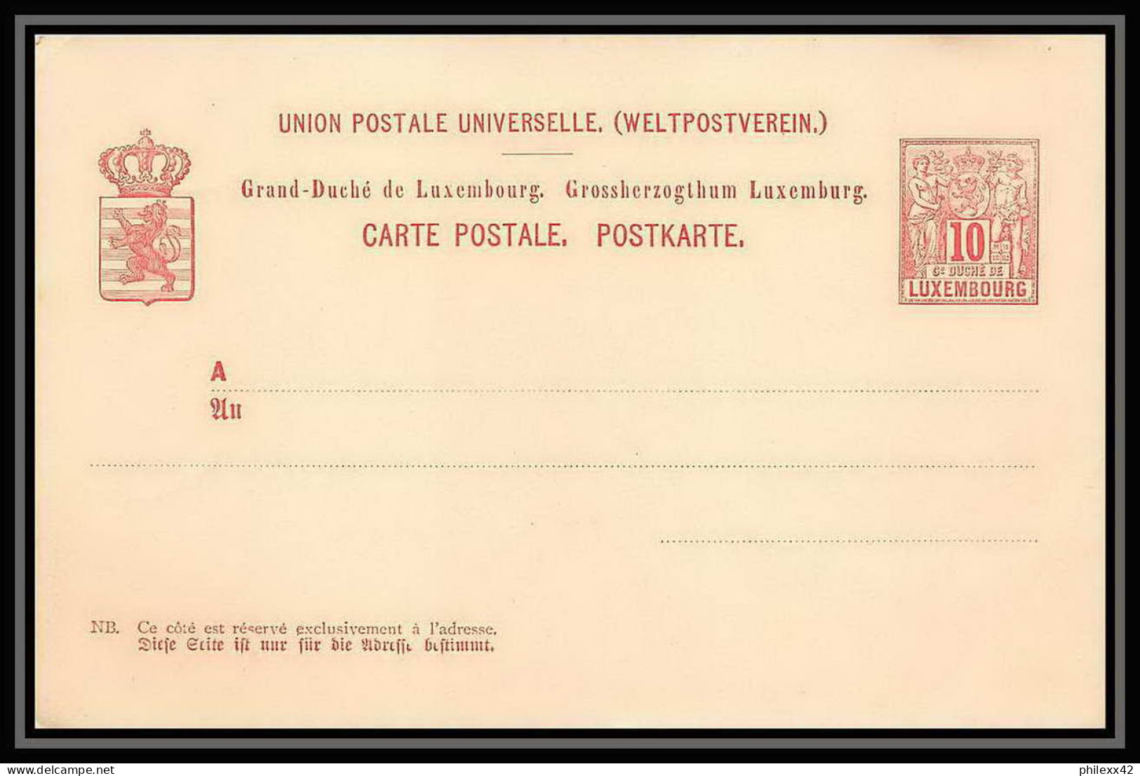 2989/ Luxembourg (luxemburg) Entier Stationery Carte Postale (postcard) N°44 Neuf Tb - Ganzsachen