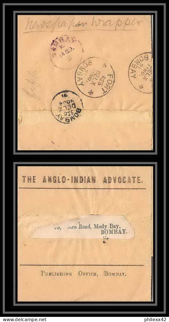 3049/ Inde India Entier Stationery Bande Journal Newspapers Wrapper Bombay 1891 Anglo Indian Advocate - 1882-1901 Keizerrijk