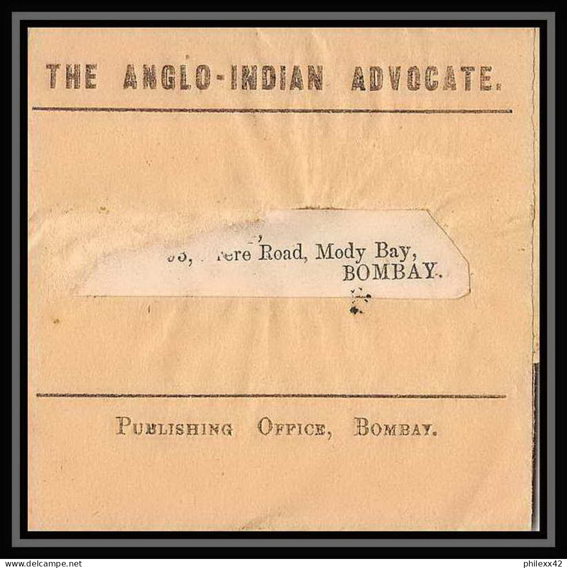 3049/ Inde India Entier Stationery Bande Journal Newspapers Wrapper Bombay 1891 Anglo Indian Advocate - 1882-1901 Impero