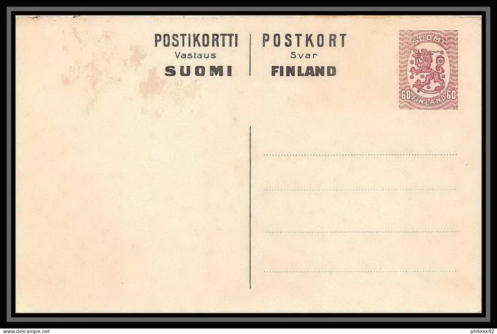 3112/ Finlande (Finland Suomi) Entier Stationery Carte Postale (postcard) N°60  - Entiers Postaux