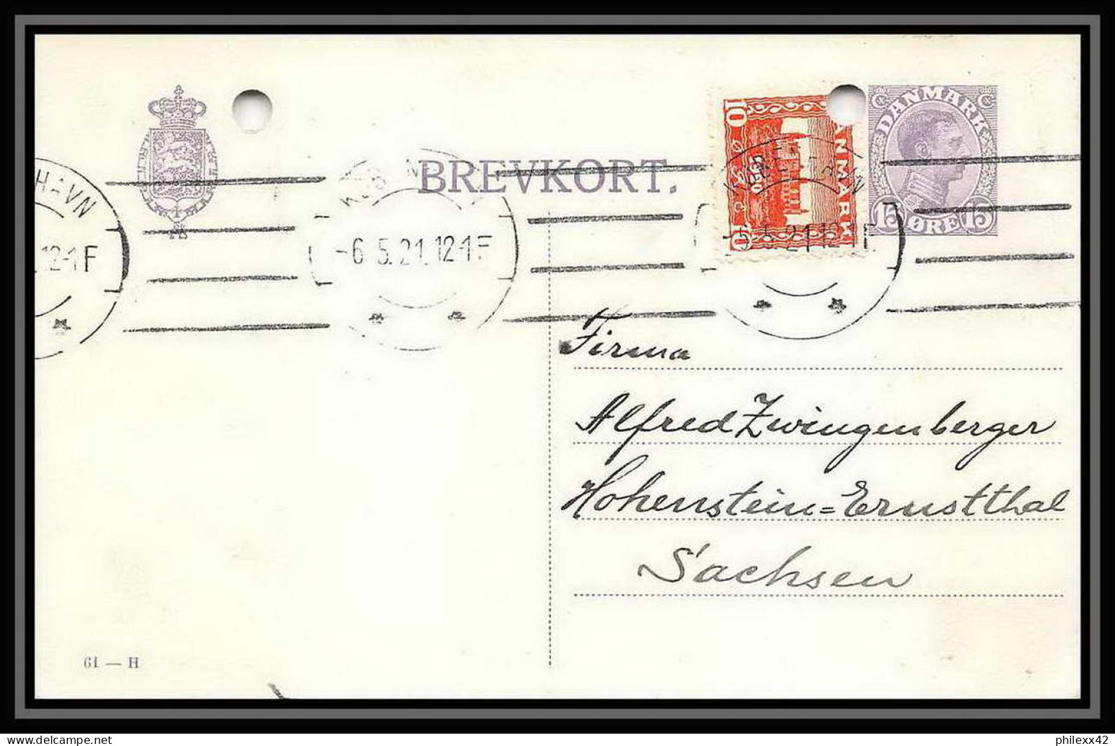 3122/ Danemark (Denmark) Entier Stationery Carte Postale (postcard) 1921 - Ganzsachen