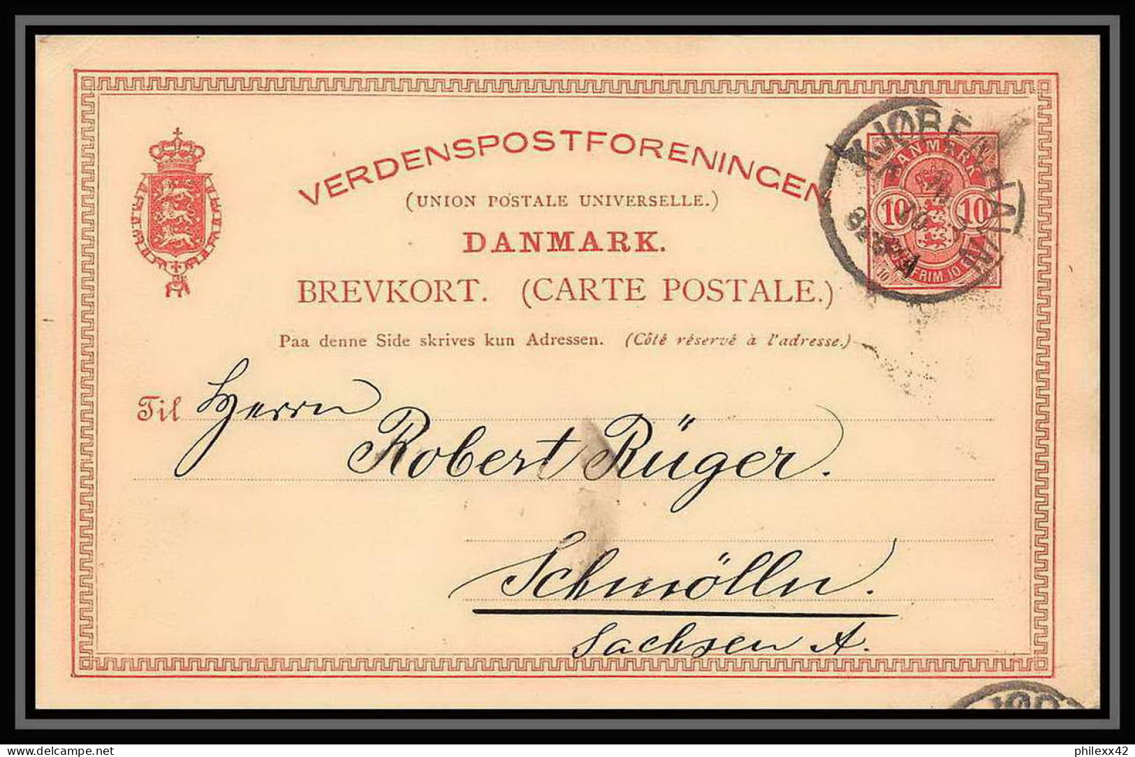 3146/ Danemark (Denmark) Entier Stationery Carte Postale (postcard) 1888 Pour Allemagne Germany - Entiers Postaux