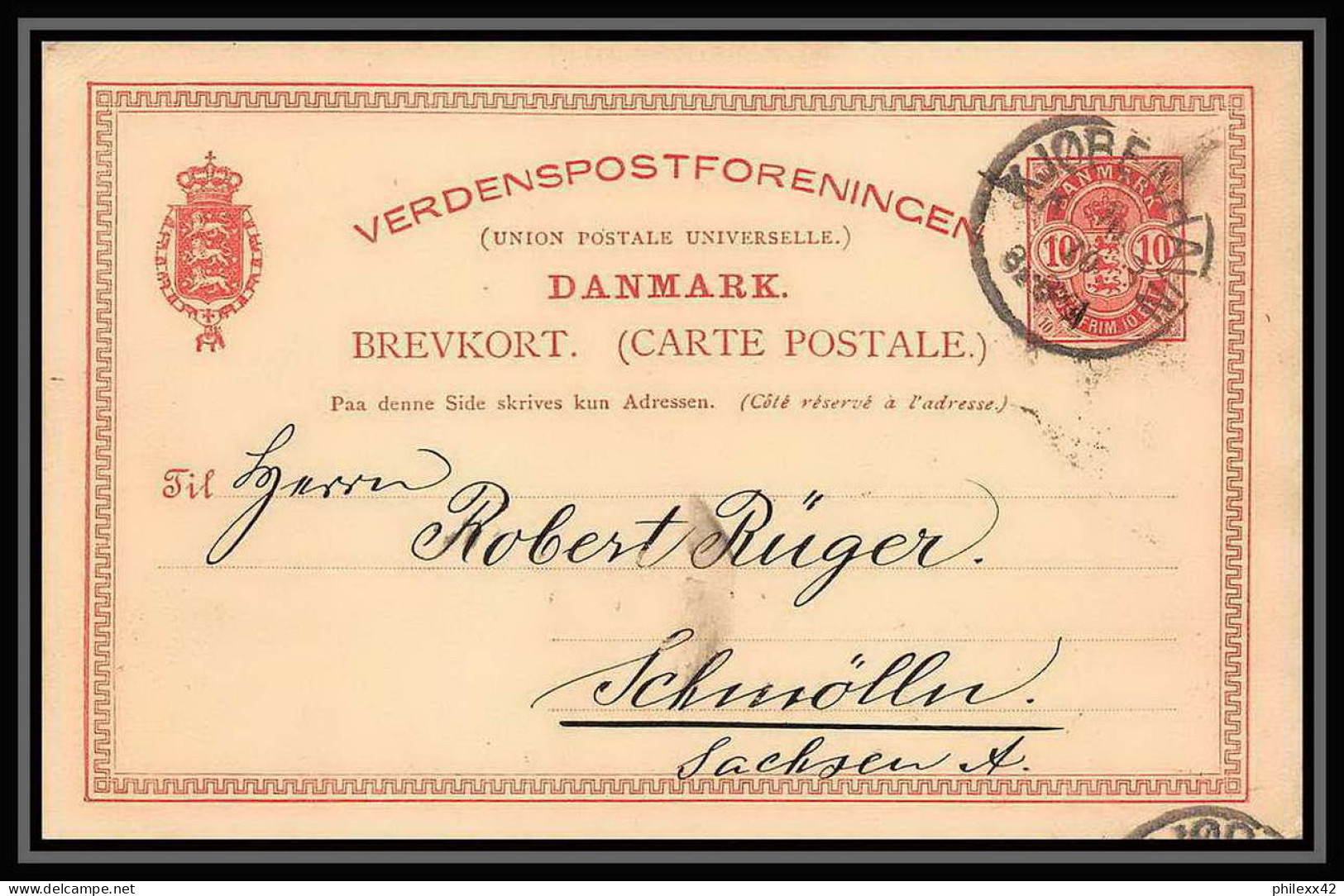 3146/ Danemark (Denmark) Entier Stationery Carte Postale (postcard) 1888 Pour Allemagne Germany - Interi Postali