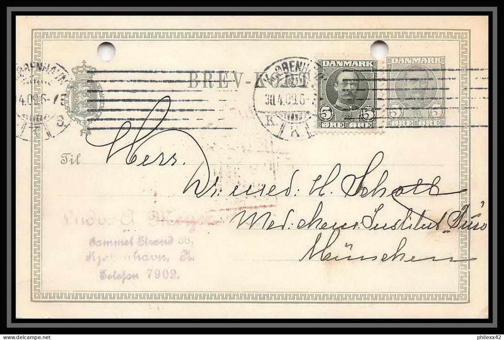 3151/ Danemark (Denmark) Entier Stationery Carte Postale (postcard) 1909 Pour Allemagne Germany - Ganzsachen