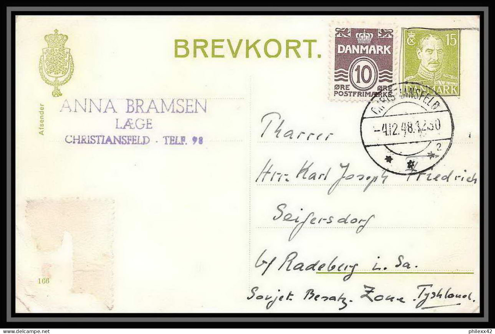 3155/ Danemark (Denmark) Entier Stationery Carte Postale (postcard) 1948 - Entiers Postaux