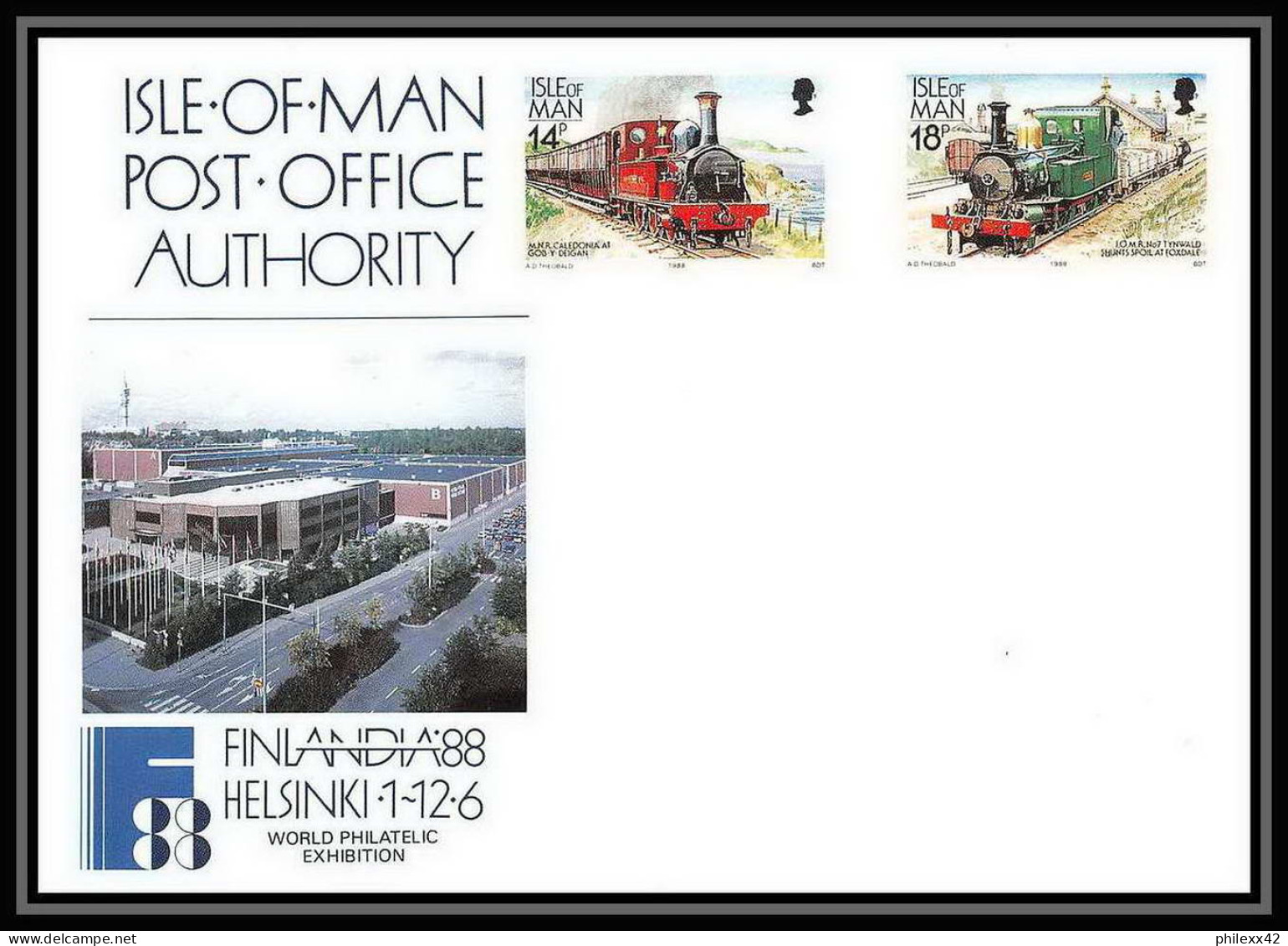 3171/ Isle Of Man Entier Stationery Carte Postale (postcard) Train Finlandia 1988 - Emissions Locales